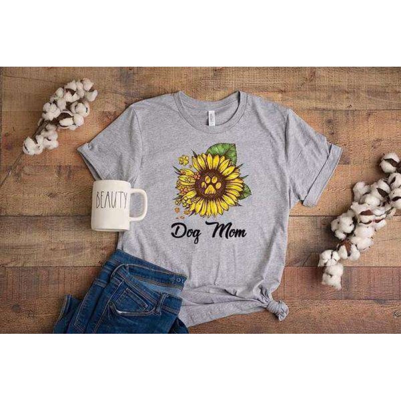 Sunflower Dog Mom Tee Shirt