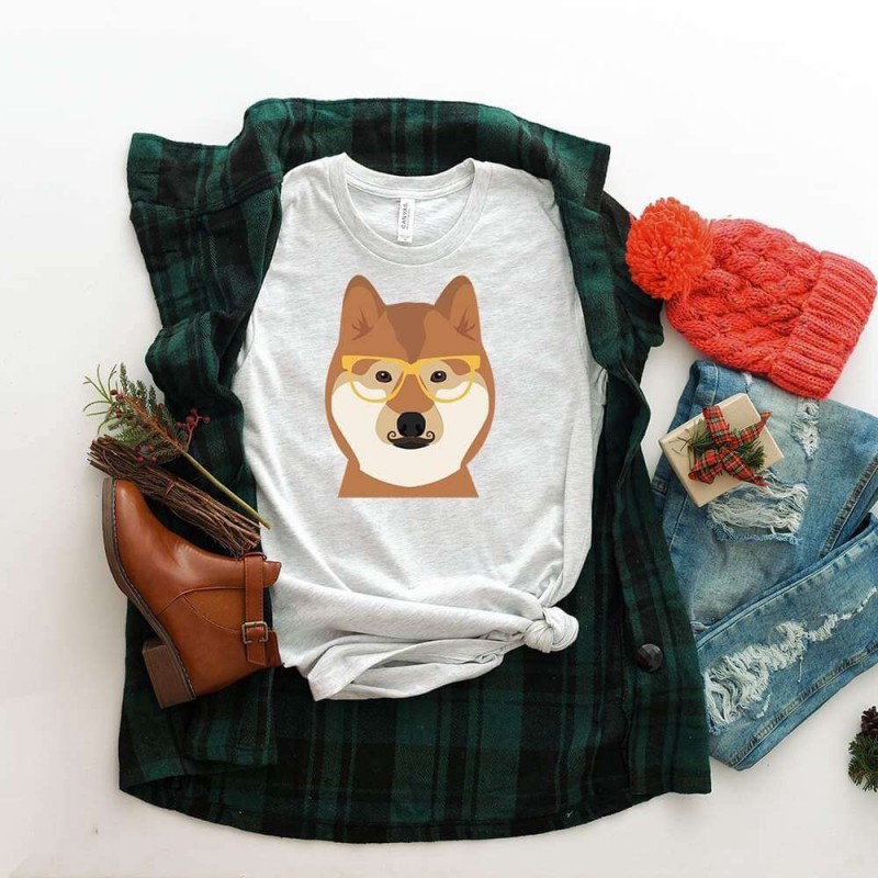 Hipster Shiba Inu Tee Shirt