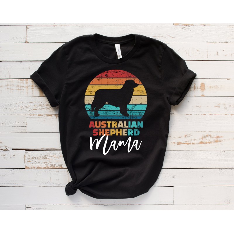 Australian Shepherd Mama Vintage Rainbow Tee