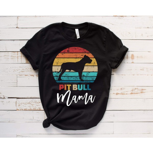 Pitbull Mama Vintage Rainbow Tee