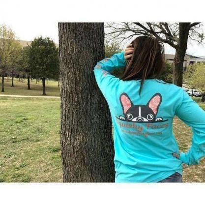 French Bulldog Lagoon Blue Long Sleeve Shirt