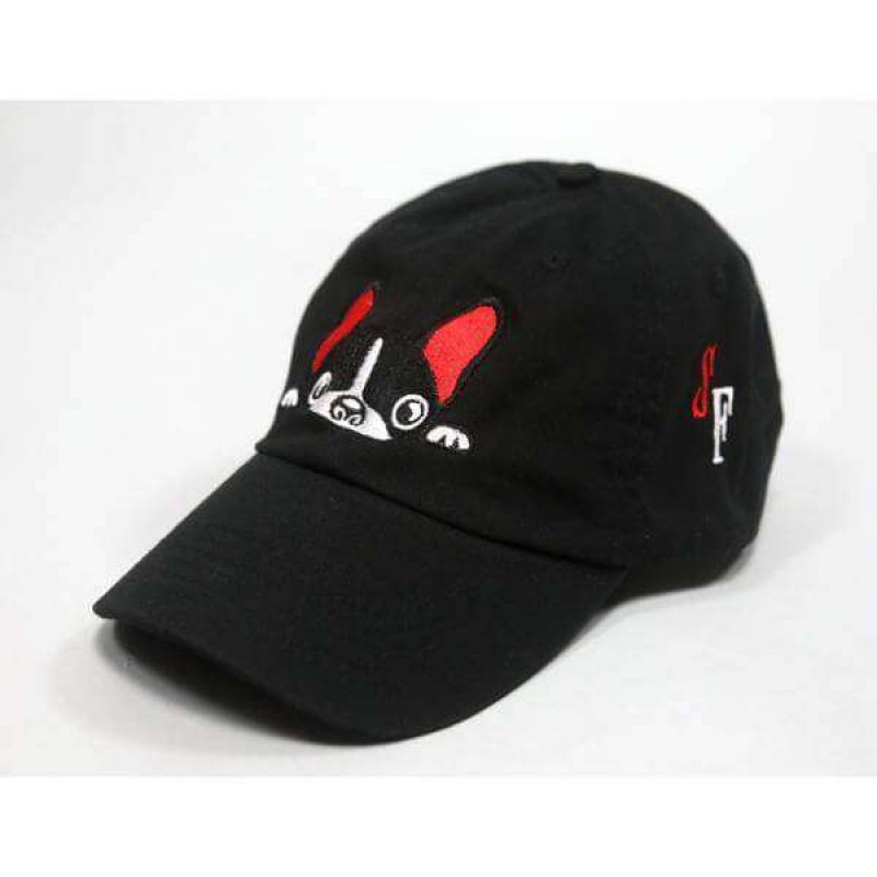 Black French Bulldog Lover Hat With Red Accents