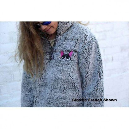 Embroidered Sherpa Pullover 1/4 Zip