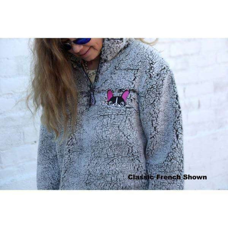 Embroidered Sherpa Pullover 1/4 Zip