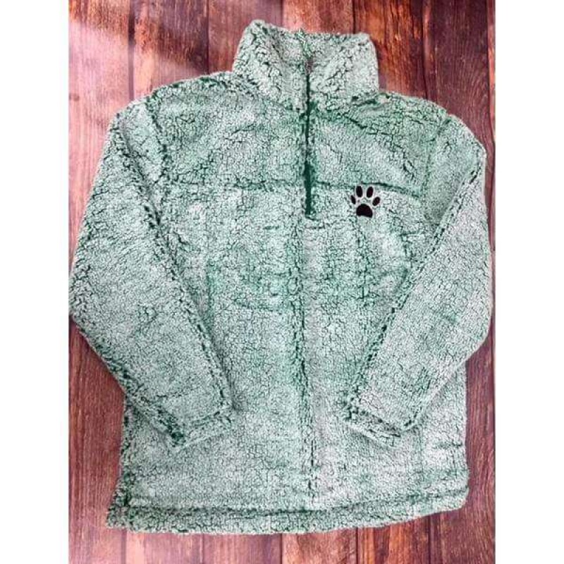 Embroidered Sherpa Pullover 1/4 Zip